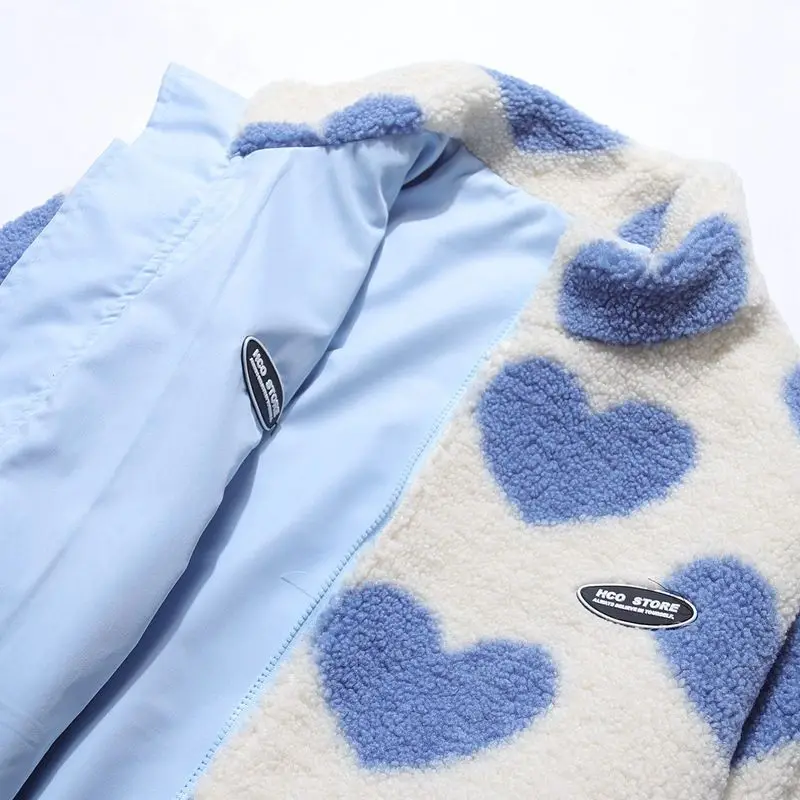 Description Picture 5 of itemDouble-sided cotton coat autumn and winter love lamb plush coat men and women trendy brand niche stand collar cotton coat