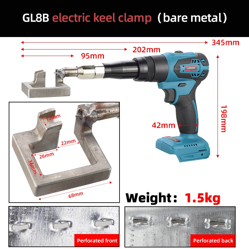 HIFESON Electric Keel Pliers No Nails Riveter No Battery Aluminum Crimping Tool Without Rivets For 21V 26V Makita battery