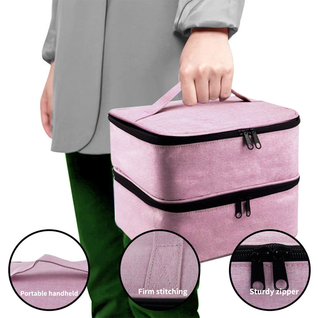 

Essential Oil Case 30 Bottles Nail Polish Storage Bag Portable Cosmetic Large Handbag Organizer Double Layer Design