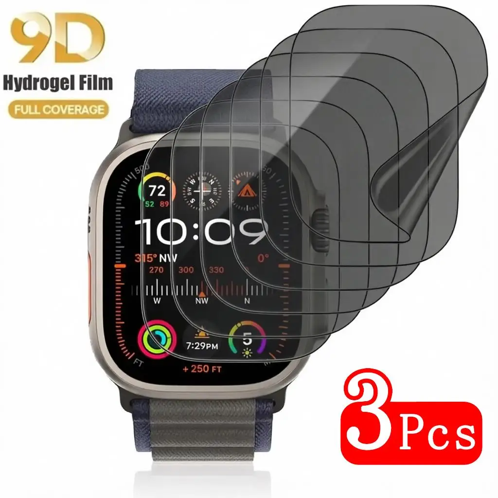 애플워치 시리즈 10 11 4 5 6 7 SE용 프라이버시 하이드로겔 필름 3개, iWatch 시리즈 10 11 46mm 42mm용 안티 스파이 스크린 보호필름