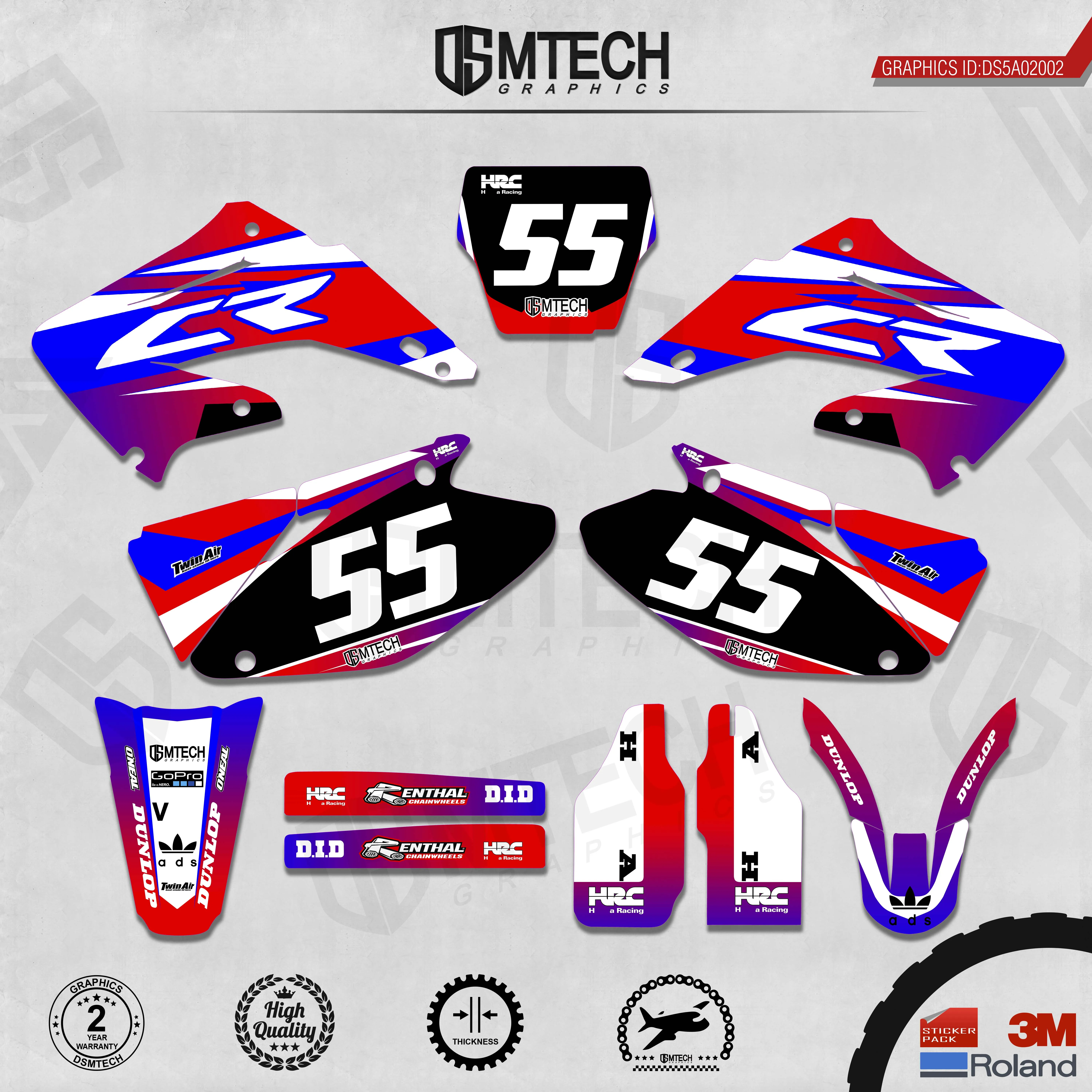 DSMTECH Customized Team Graphics Backgrounds Decals 3M Custom Stickers For 2002-2004 2005-2007 2008-2010 2011-2012 CR125-250 002