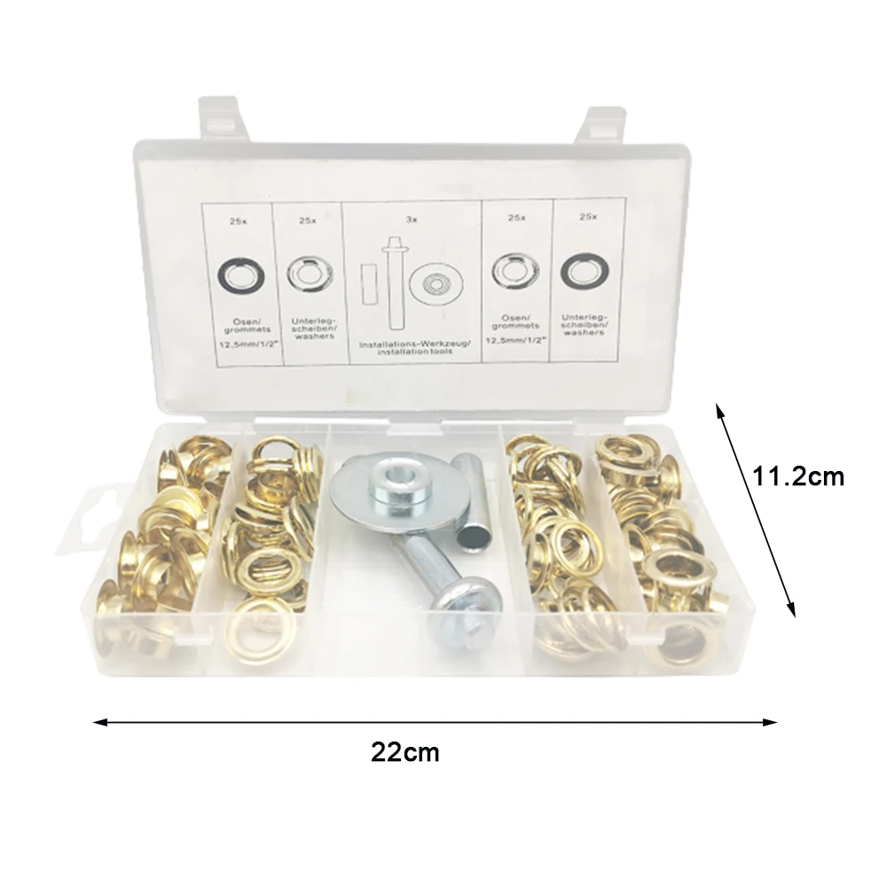 Grommet Kit,103 Sets Grommets Eyelets with 3 Pieces Install Tool