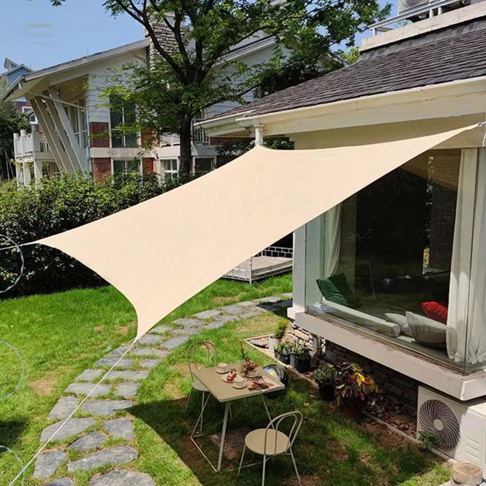 Outdoor Sun Shade Sail Windproof Rope UV Blocking Rectangle Canopy Permeable Breathable Heavy Duty Deck Backyard Patio Shad
