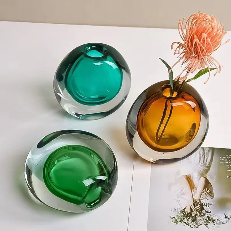 

Simple Glass Vase Ornaments, Creative Living Room Flower Arrangements, Modern Light Luxury Porch Tabletop, Soft Decorations