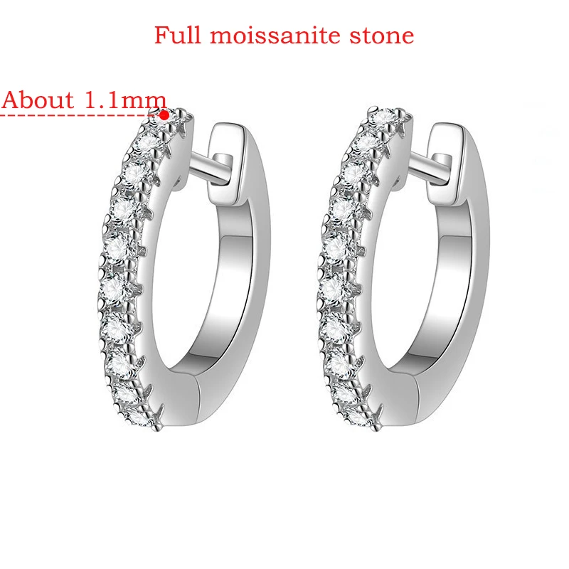 Smyoue Orecchini a cerchio da donna in moissane da 1,1 mm, classici, rotondi, gioielli da sposa, in argento sterling 925, placcati platino  36