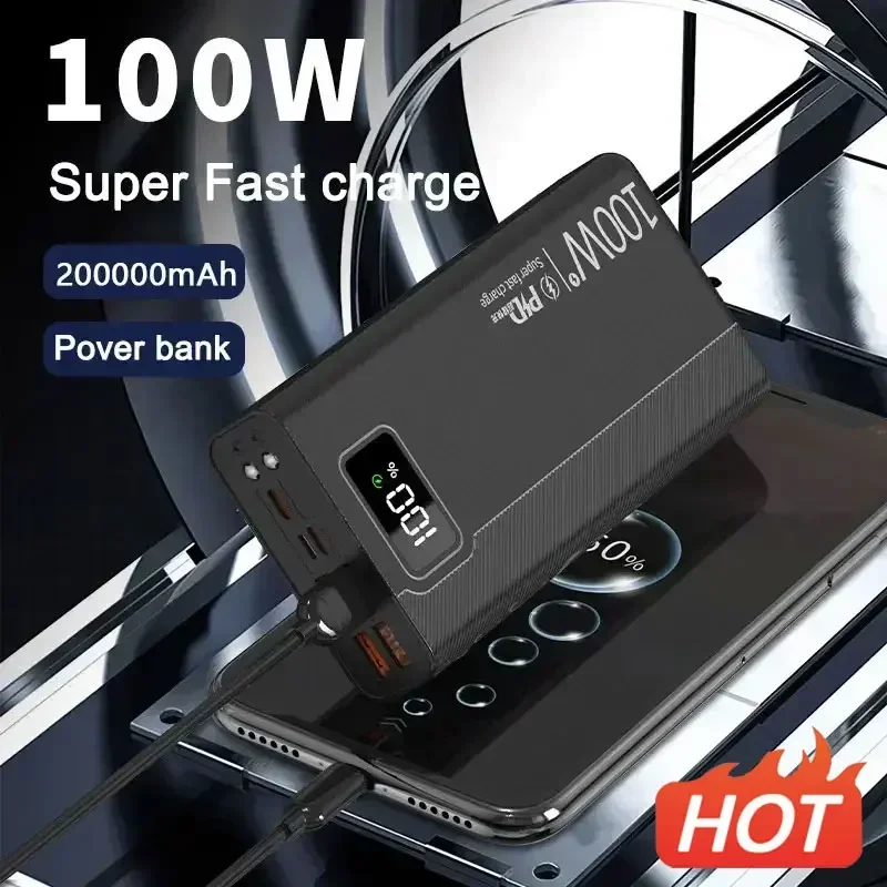 

100W Power Bank 50000mAh 4 USB Super Fast Charging Portable Powerbank for Huawei iPhone 14 Xiaomi External Battery Charger New