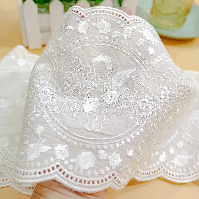 

2 ярда 15,2 см цветочный узор ангела искусственный шелк Вышивка Кружева Модные Кружева Швейные аксессуары украшения X070