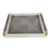 Storage Wooden Tray Leather Plate European Gray Metal Tray Rectangle with Handle Home Hotel Storage Ornaments Serving Plate 1