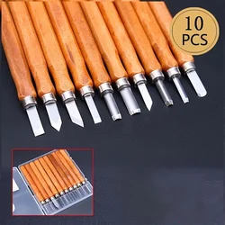 Enhanced Woodworking Carving Knife Set with Wooden Handle - 10/12 Piece Crafting Collection - 1 0pcs