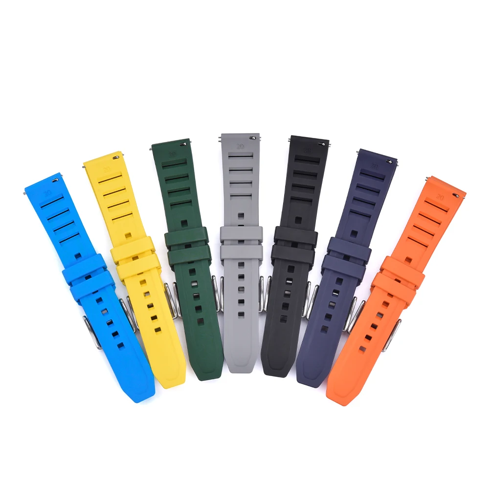 2025 Neues Design Fluorkautschuk FKM Uhrenarmband 20 mm 22 mm wasserdicht Tauchen Schnellverschluss atmungsaktiv Universal Fit Sportarmband – Detail 3