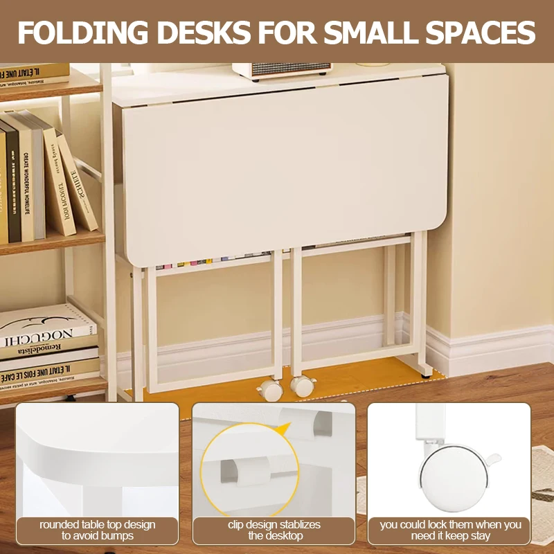 Folding Computer Desk Foldings Desk for Study Foldable Office Desks with Wheels Minimalist Bookshelf Integrated Offices Table computer desk folding camping table
