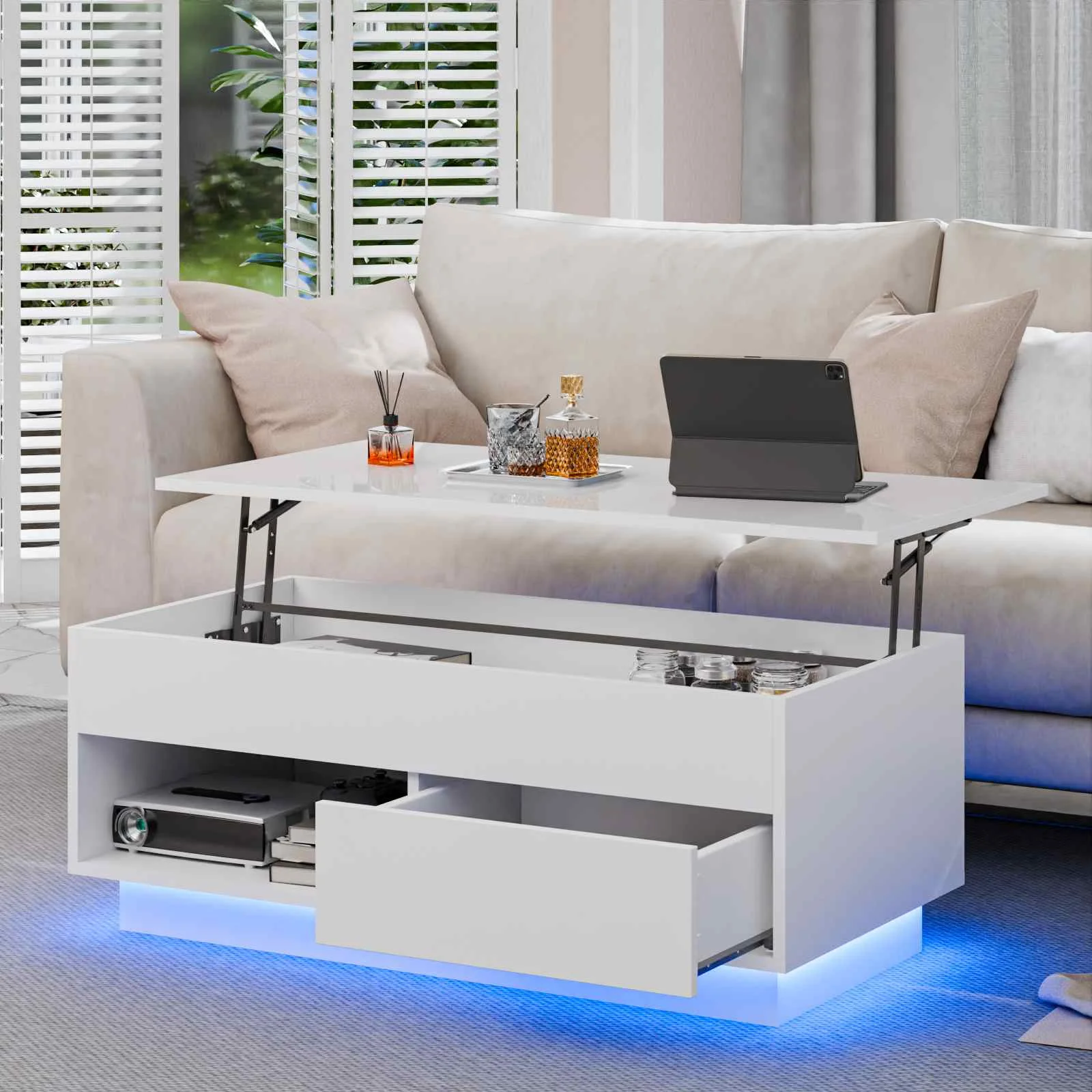 LED Lift Coffee Table The Ultimate Modern Furniture with Height Adjustment and Sleek Design for Home Decor and Entertaining