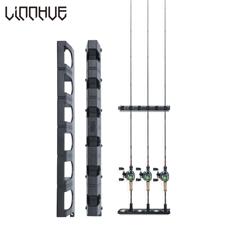 

LINNHUE New 6-Rod Rack Fishing Pole Holder Fishing Rod Bracket Display Stand Organizer Support Mount Fishing Tackle