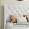 Full Size Bed Frame with Velvet Tufted Headboard, Curved Wingback Design, Wooden Slats Support, Upholstered Bed Frame 5