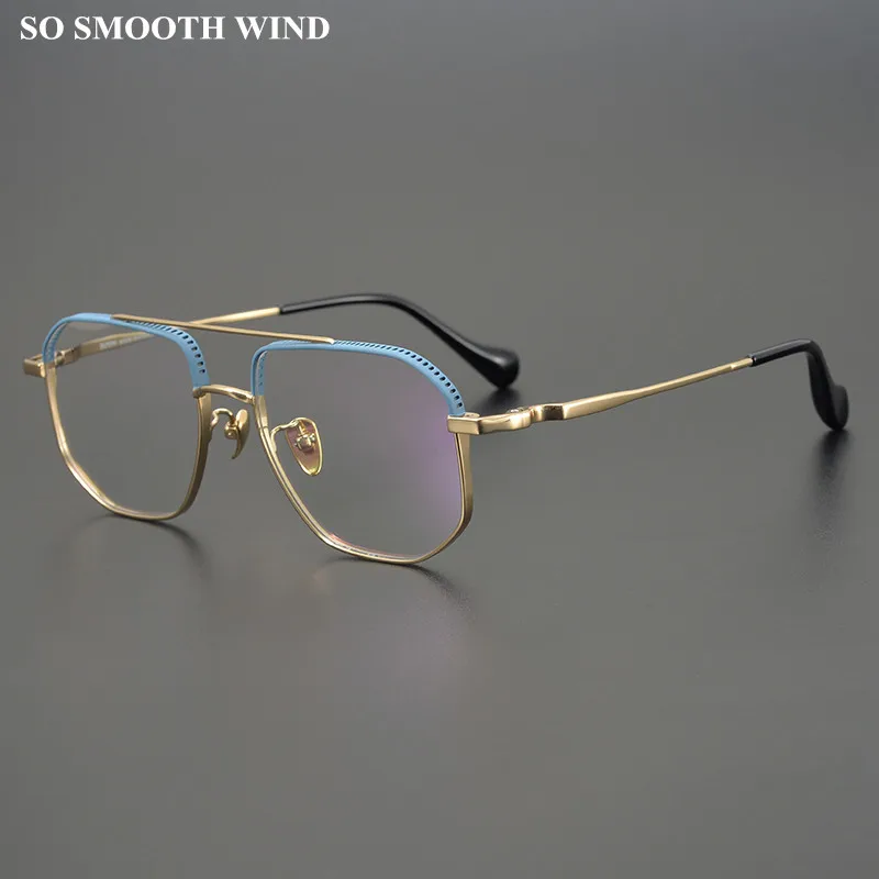 

Japanese Pilot Suqare Glasses Frame Men Double-Beam Optical Prescription Eyeglasses Women Myopia Read Eyewear Lenses Spectacles