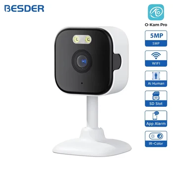 BESDER 5MP Mini Cube Camera Wifi Indoor Two Way Audio Human Detection Home 3MP CCTV Security IP Camera 2MP 5X Zoom O-Kam Pro APP 1