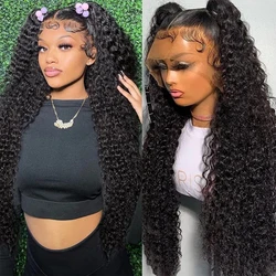 40 Inch 13x6 Hd Transparent Curly Lace Front Human Hair Wigs Remy Brazilian For Women Pre Plucked 13x4 Deep Wave Frontal Wig