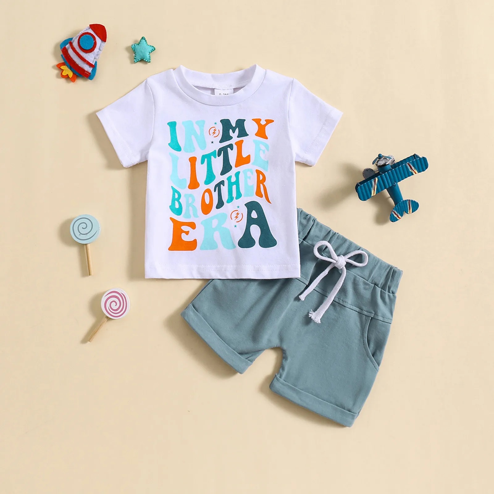 

Summer Toddler Kids Cotton Short Sleeve Top+Shorts Set Baby Boys Shortsleeve Tee Outfits Sets Stitching Color Clothes