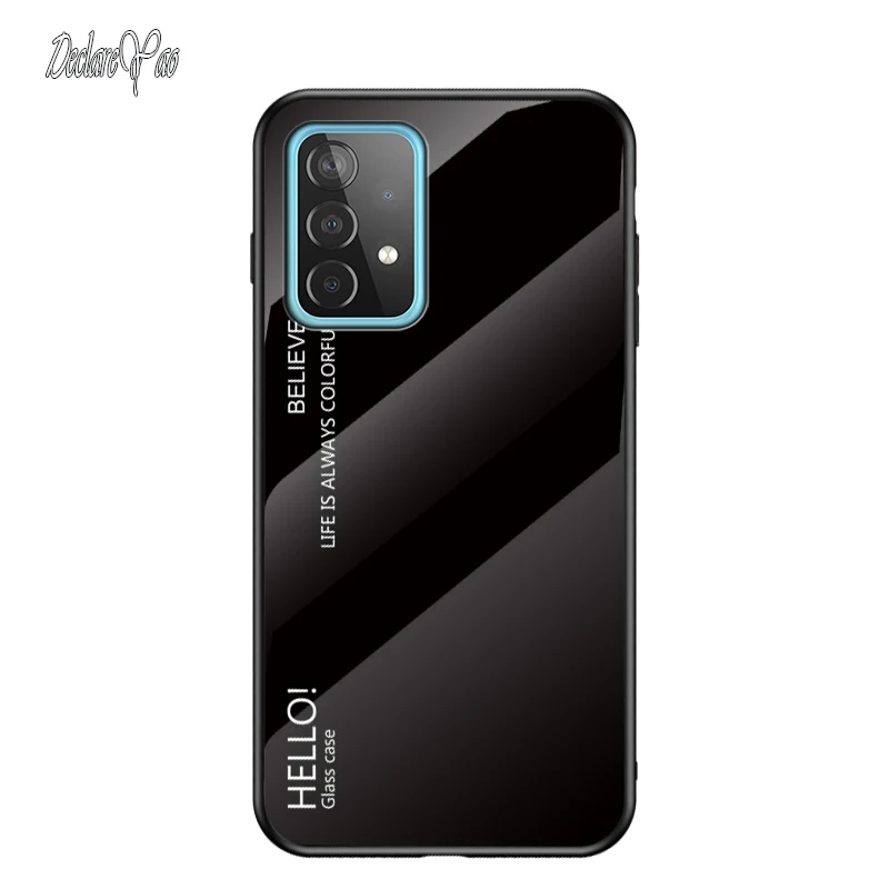 A73 A53 Cover DECLAREYAO Hartglas Coque für Samsung Galaxy A33 A03S A03 Core A03 Hülle Silikonrahmen Slim Tempered Gla_voghion.com