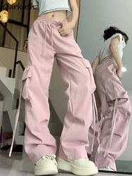 Baggy Cargo Pants Women Vintage High Waisted Streetwear Summer Cool Minimalist Trousers Korean Style Unisex All-match Girl Daily