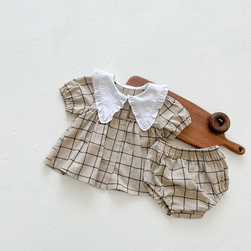 Cute Plaid Baby Clothing Set for Girls