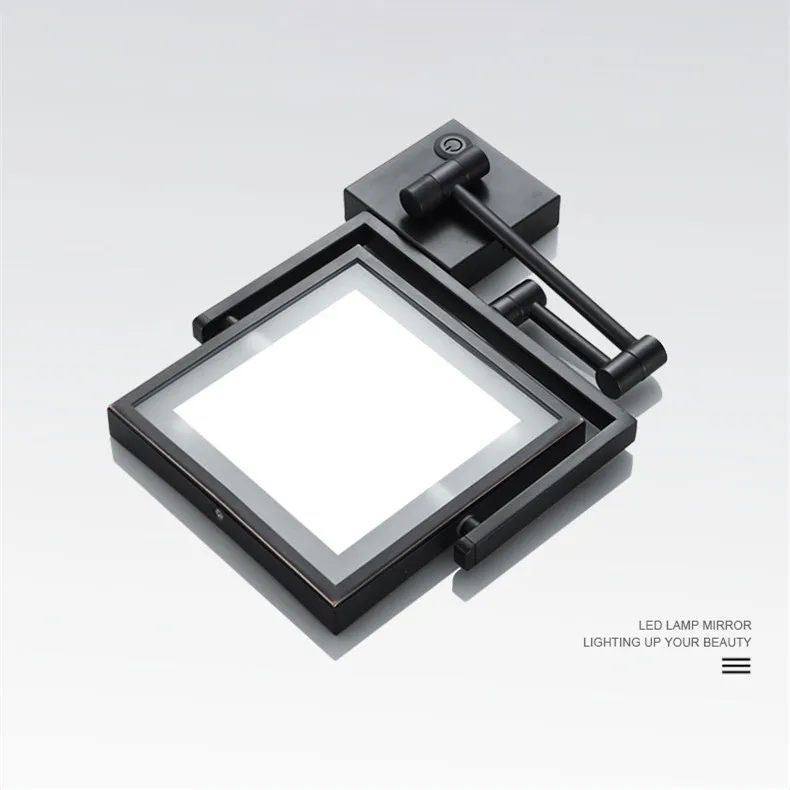 Rose Gold Bathroom Mirrors of 8 Inch 3X Magnifying LED Makeup Mirror Dual Arm Extend Square LED Light Bathroom Makeup Mirrors 5