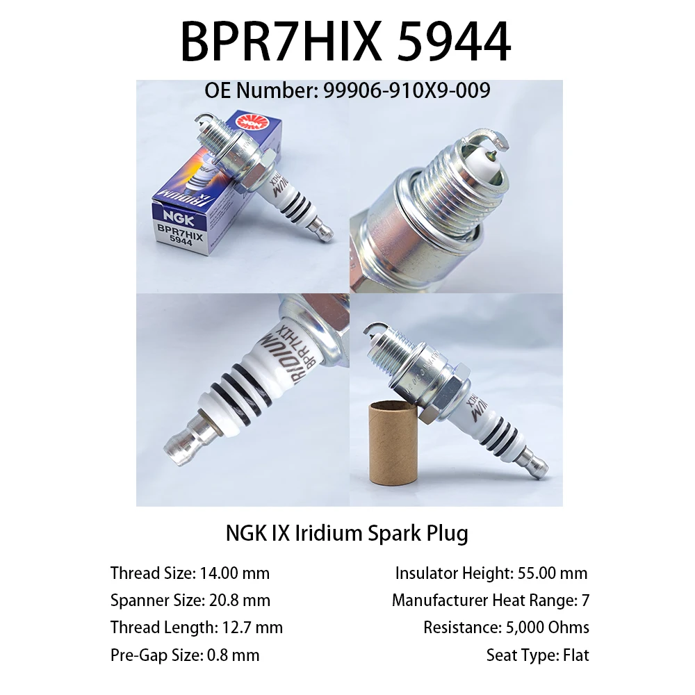 O 1pcs Original NGK Iridium Spark Plug BPR7HIX 5944 Suitable