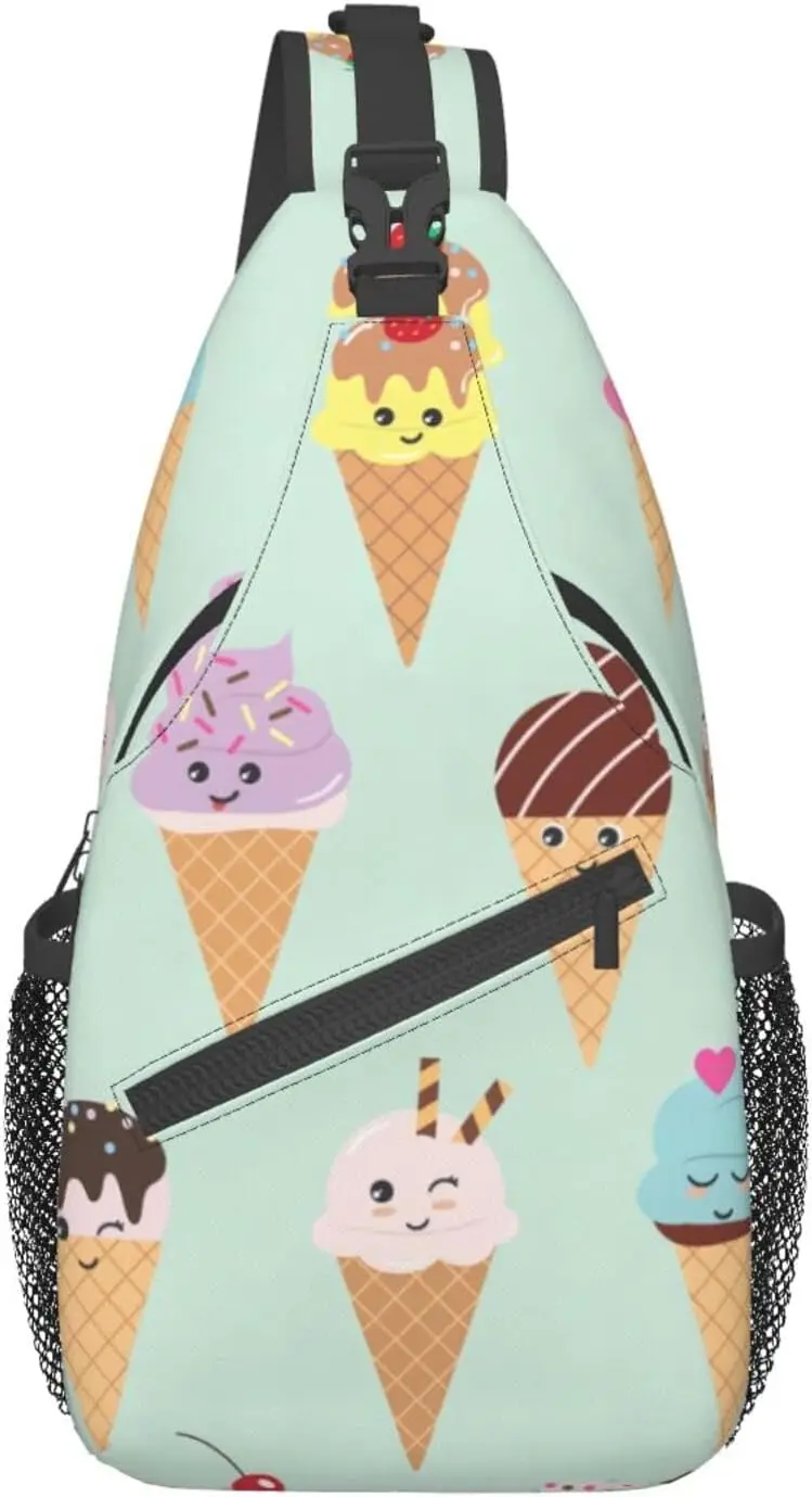 

Ice Cream Cones Stylish Oblique Chest Pack, Leisure Backpack, Small Satchel, For Travel, Work, Daily Travel