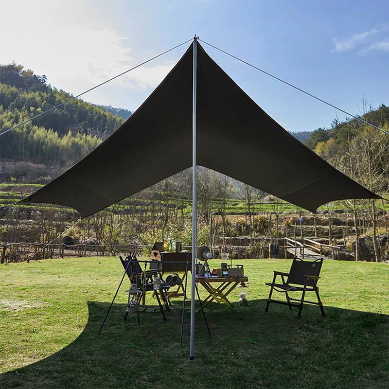 Naturehike 8-12 Person Sun Shelter Camping Outdoor Portable Tarp Waterproof Canopy UV50 Black Coating Sunshade Thickened Pole