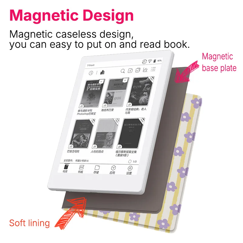 Murmelo Magnetic Frameless Case with Auto Sleep/Wake - Fresh Floral Pattern Design