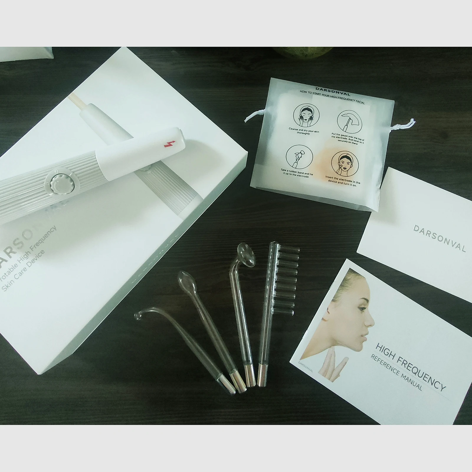 Darsonval High Frequency Facial Machine Skin Therapy With 4 Combination Neon Argon Wands  Remove Wrinkles Acne Beauty Facial 6