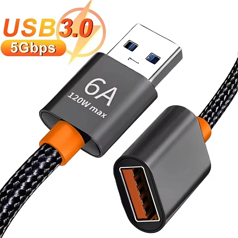6A 120W USB 3.0 연장 케이블 USB A 남성-여성 연장 케이블 PC 카메라 PS3 노트북 TV 고속 데이터 연장 코드