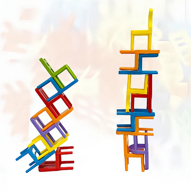 24pcs 2.36-Inch Stacked Chairs Building Blocks Stacked Chairs Parent-Child Gatherings Interactive Stress Relieving Random Shapes 3