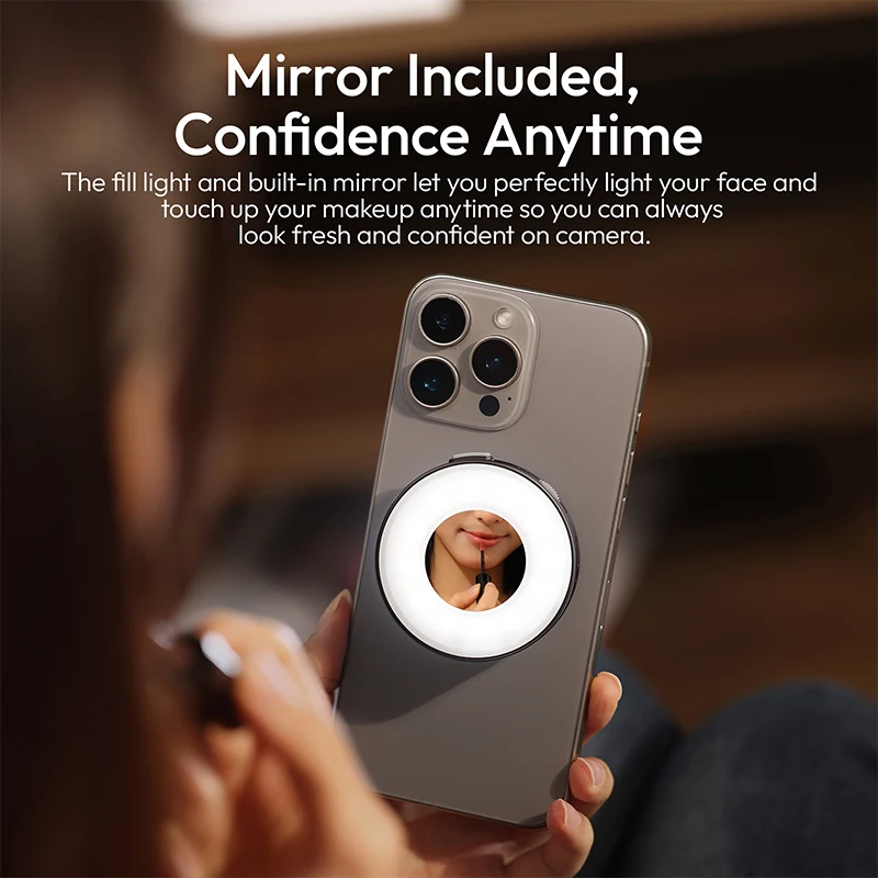 Ulanzi ML05 MagLock Fill Light 2500-9000K Ring-Shaped Soft Light for Food Review Livestream Vlog Dual-Sided Magnetic Phone Grip