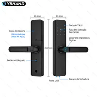 Fechadura eletrônica inteligente para porta, com impressão digital biométrica, cartão inteligente, senha, desbloqueio, usb, sem aplicativo, bloqueio de carga de emergência para casa - Imagem 6