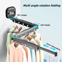 Balcony folding clothes rack no punching suction cup telescopic clothes rack household invisible telescopic clothes pole 1