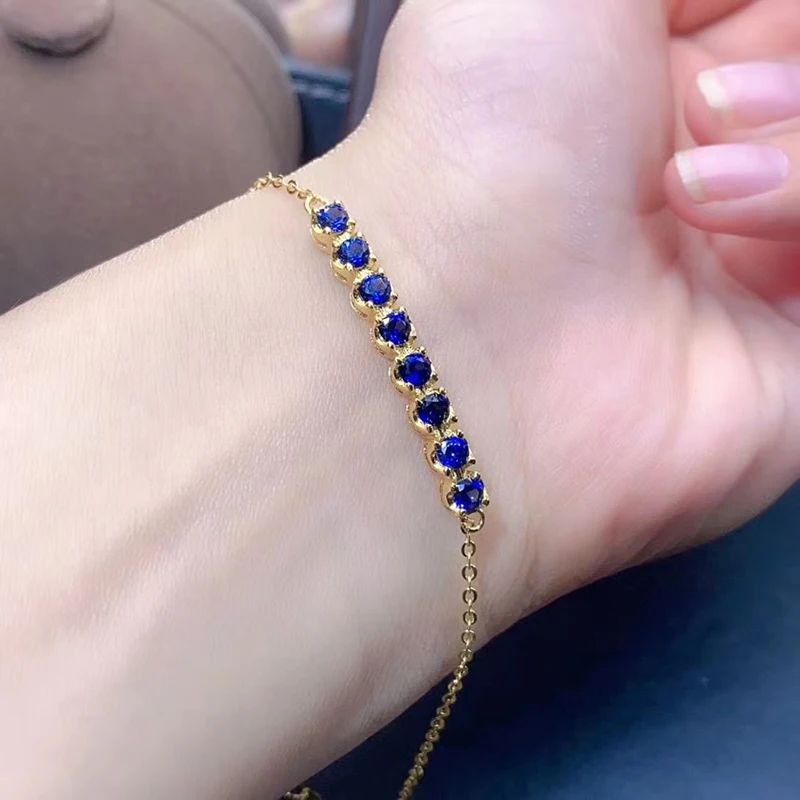 

Natural Sapphire Bracelet Love The Gift of 3x3mm Top Quality Gems 925 Sterling Silver