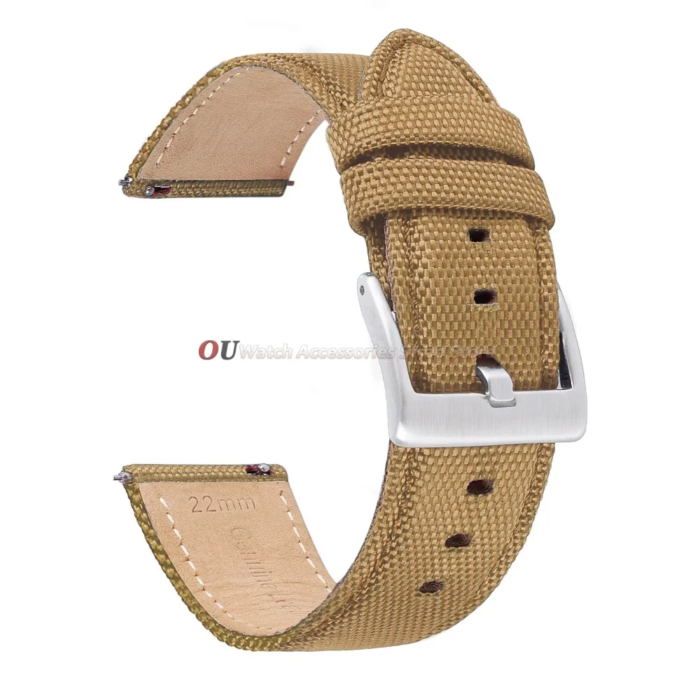 Versatile Nylon Canvas Leather Watch Strap - Quick Release, Seven Colors, Sport Soft Band
