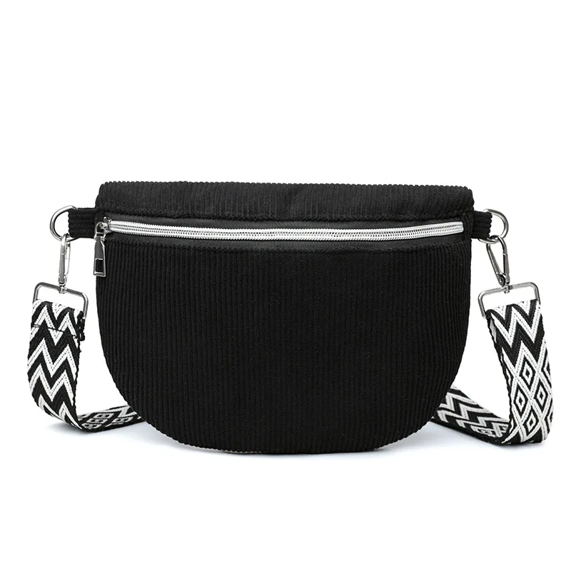 Hot Selling Corduroy Waist Bag Large Capacity Versatile Simple Wide Strap Chest Crossbody Coin Purse