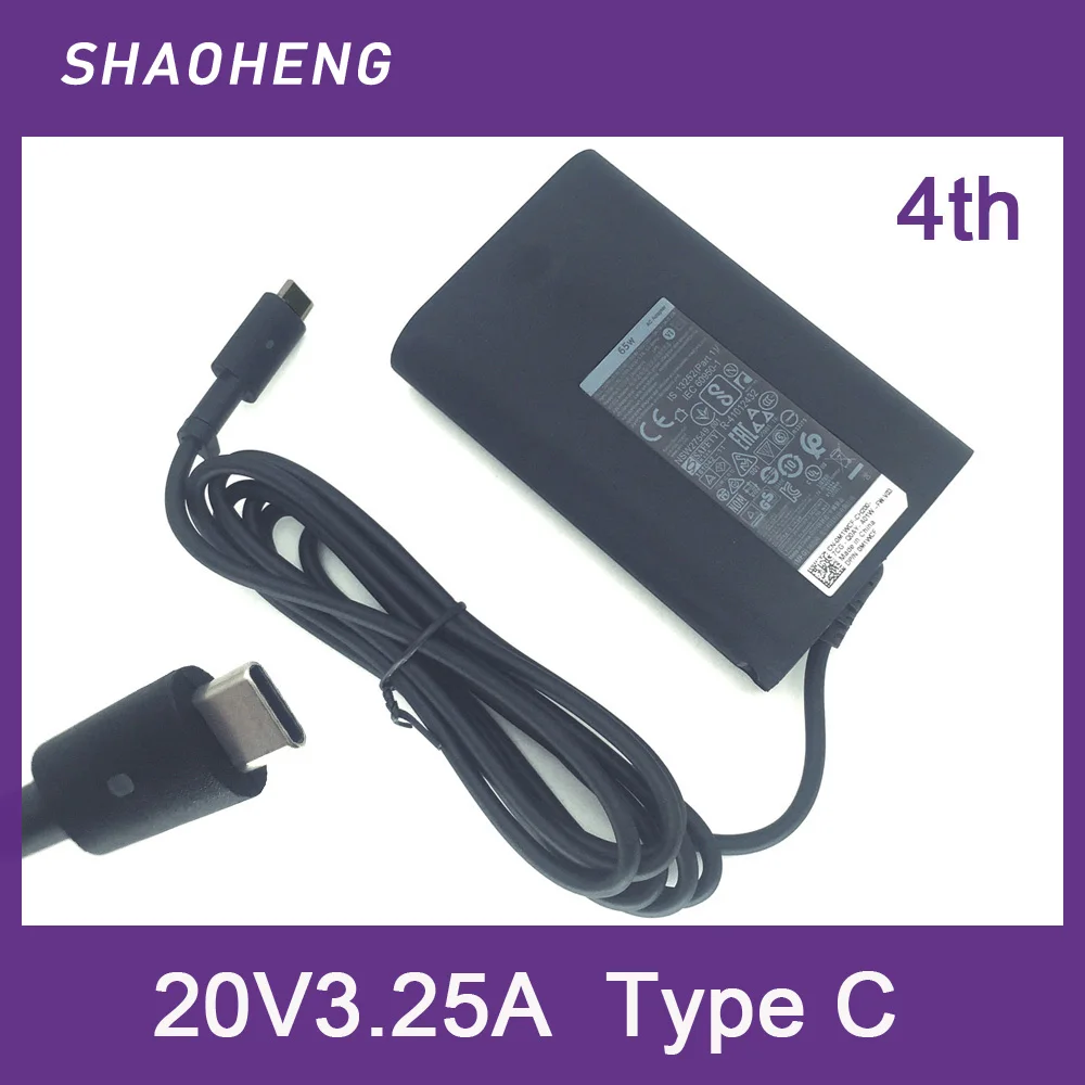 65W USB-C AC 어댑터 20V 3.25A 델 인스피론 16 14 13 7620 2 in 1 7425 노트북 충전기 전원 코드