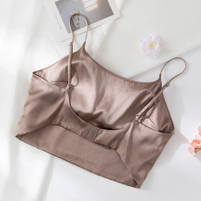 Women Silk Bra, 93%Silk 7%Spandex Underwear, Full Cup, Comfortable Female Underwear, Thin padding Brassiere, Camis style 4