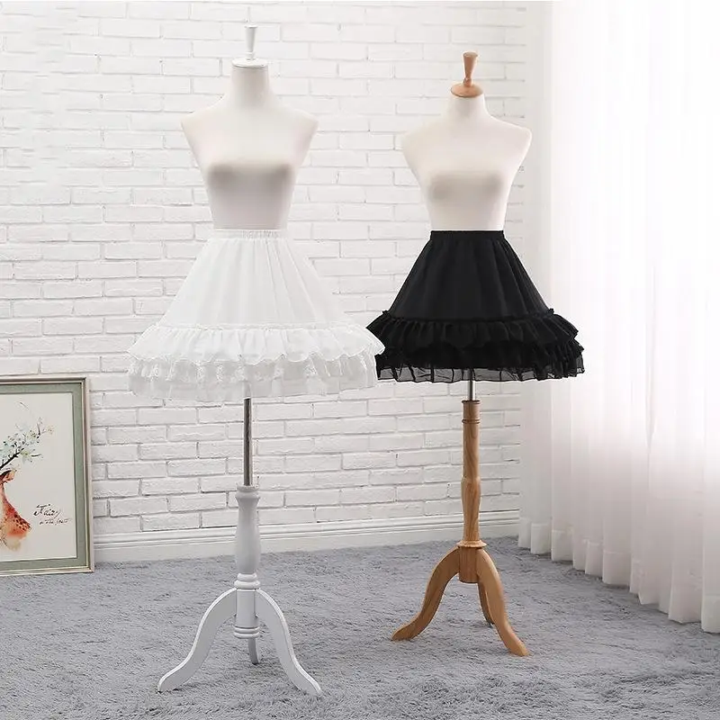 

Women Puffy Ballgown 3 Multi-Layered Bottom Skirt Elastic Waist Chiffon Short Fluffy Princess Ballet Dance Underskirt