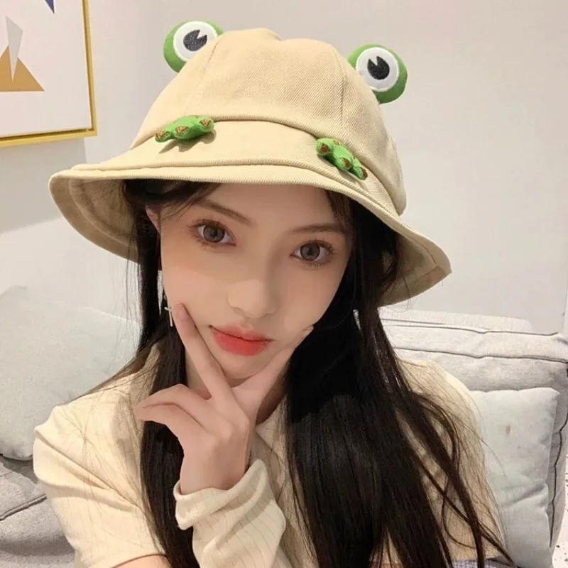 Child-Parents Frog Bucket Hat For Women Spring Autumn Female Plain Panama Outdoor Hiking Beach Fishing Sunscreen Woman Bob Caps