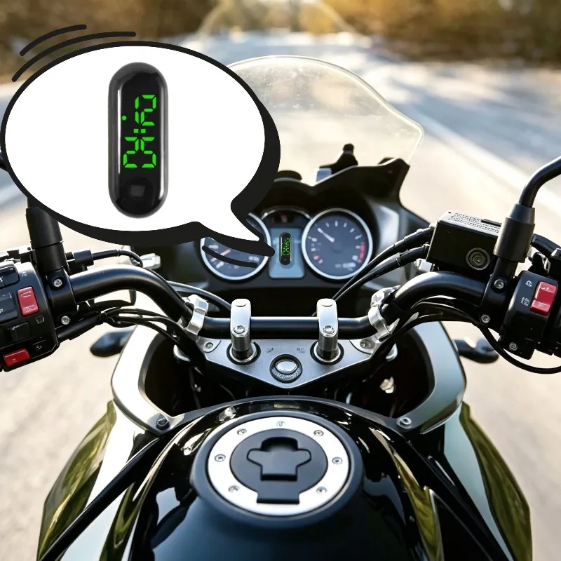 Compact Waterproof LED Digital Clock for Motorcycles and Scooters