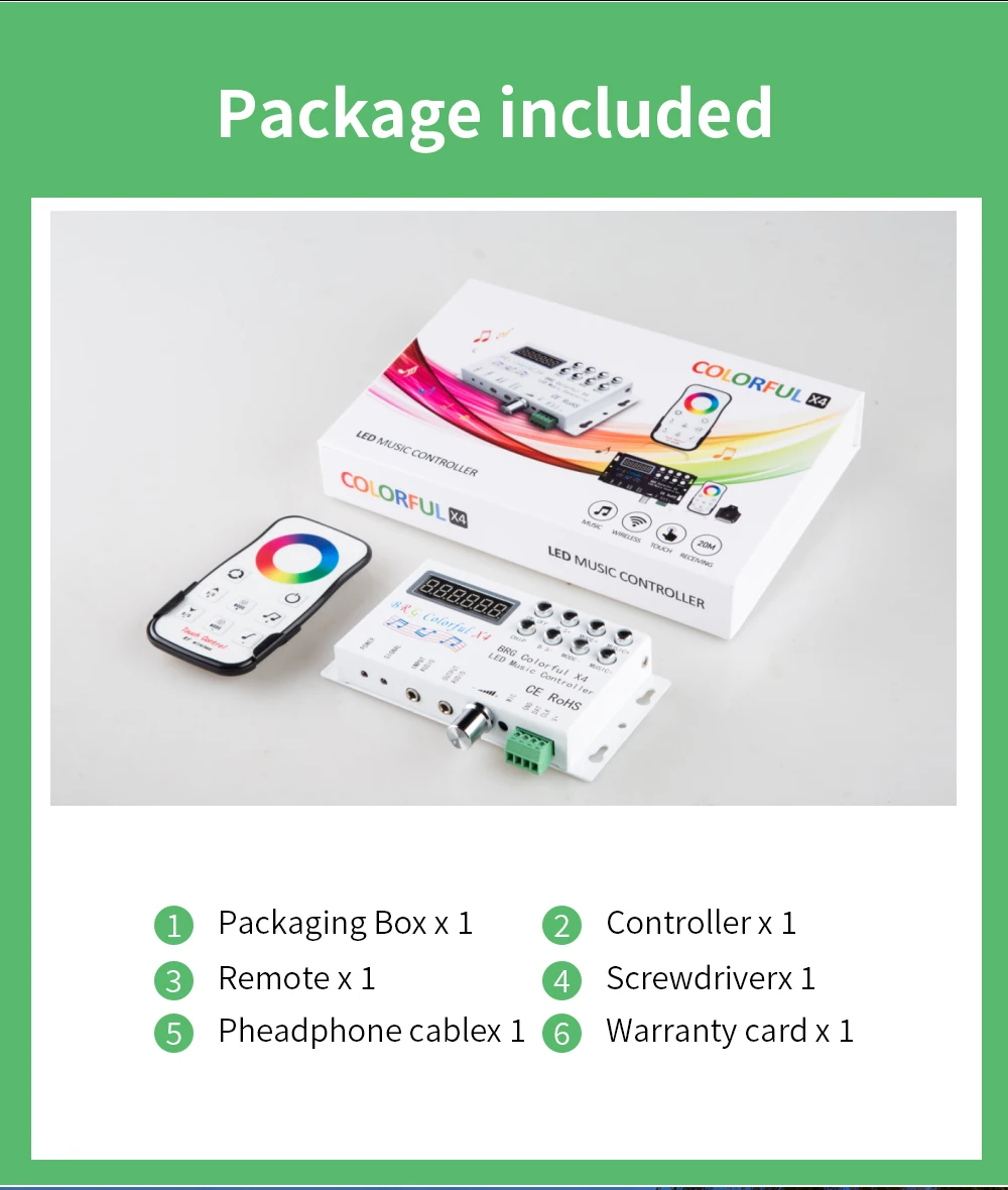 WS2815 WS2811 UCS1903 LED Strip Light Controller DC12-24V - Music, Colorful X4, BRG Remote SPI Pixels 16 S9755af359c2944a9a197a531d3e8dabfo