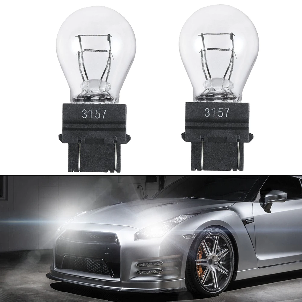 

2Pcs 3157 Car Brake Light Bulbs White 3000K Halogen Reverse Tail Light Turn Signal 3057 3155 3357 3547 Quartz Glass Universal
