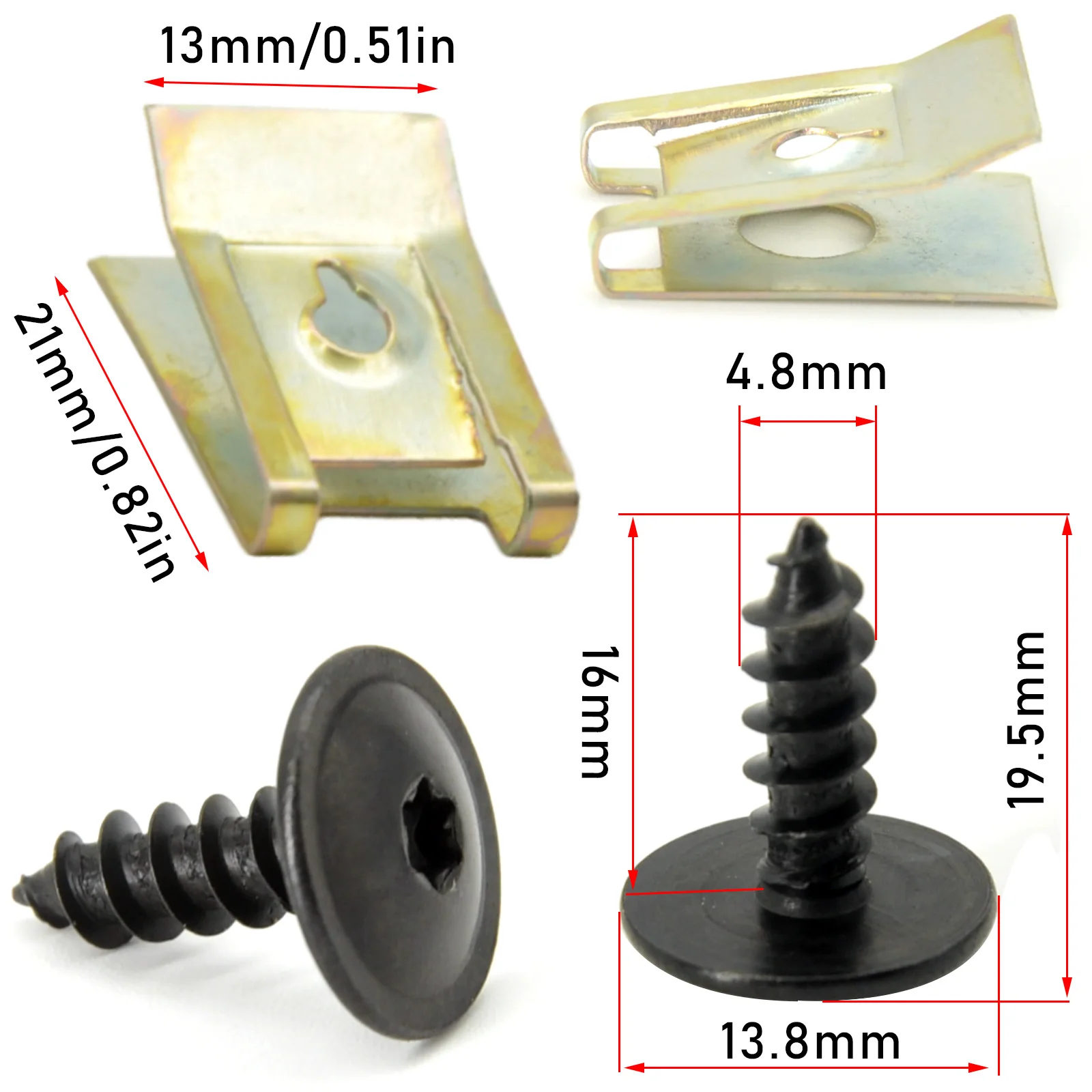 For VW Audi A1 A3 A4 A5 Q5 Q7 TT SEAT 4.8x16mm Engine Cover Undertray Splash Guards Wheel Arch Torx Screw Retainer Fastener Clip car accessories stainless steel screw auto fasteners auto accessories car screws stainless steel clips