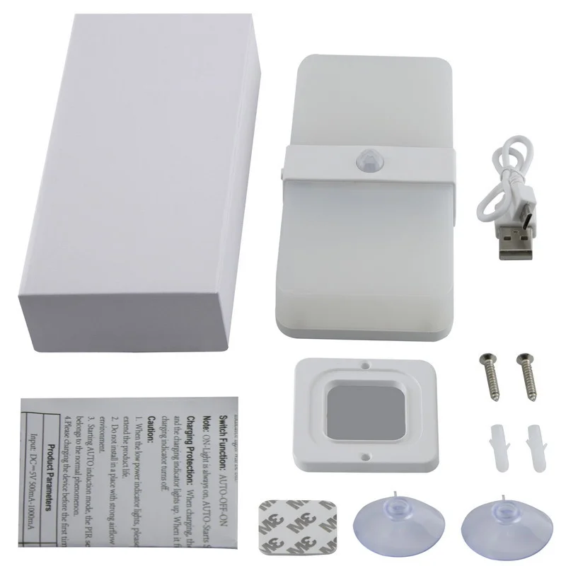 Motion Sensor Led Usb Rechargeable Portable Night Light Double Color Light For Closet Cabinet Camping