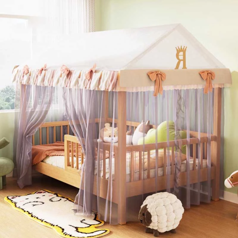 Children Tent Tree House Bed Small Single Person Boys Girls Guardrail Bed Solid Wood Princess Home Furniture