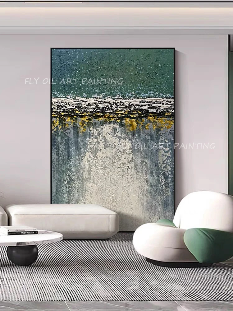 

Gold foil texture 100% Hand Painted Oil Paintings Hand made on Canvas Art Wall Pictures For Living Room Home Wall Decor 100% H